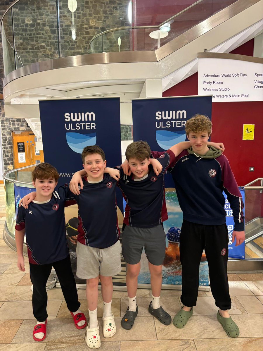 An early start for our six junior swimmers for the Swim Ulster senior schools cup championships in Bangor today.  Mikey,Finn, Ronan, Gerard, Sophie &amp; Sarah will compete in two events each as well as the boys taking part in the 4x200 freestyle relay. Swim fast and have fun!