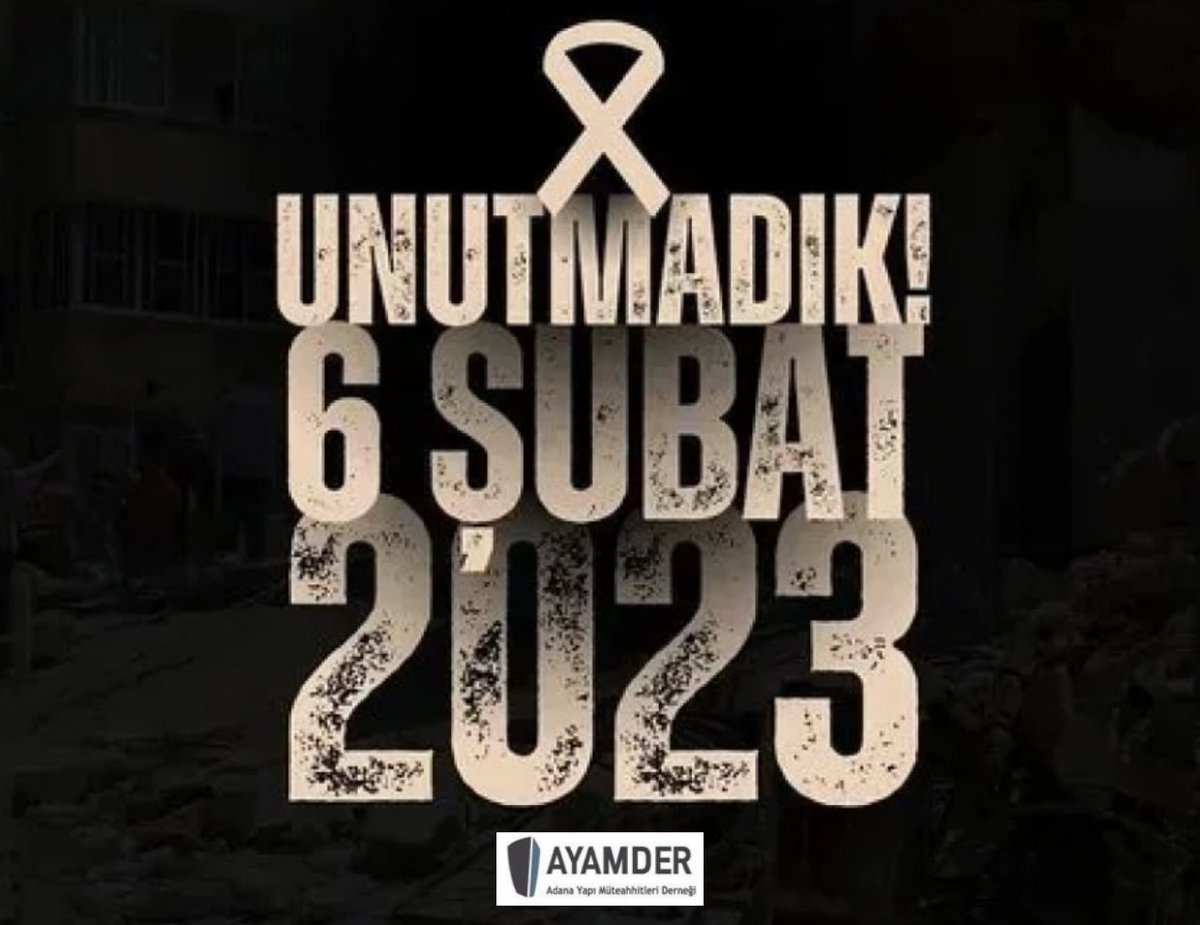 ayamder01's tweet photo. 6 Şubat 2023 tarihinde Kahramanmaraş merkezli meydana gelen ve 11 ilimizi etkileyen büyük deprem felaketi, hepimizin yüreğinde derin izler bıraktı. Depremde hayatını kaybedenleri rahmetle anıyor, ailelerine sabır diliyoruz. AYAMDER olarak bu büyük felaketi unutmayacağız. https://t.co/BFIoXua1Yn