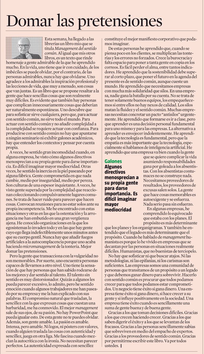 En un mundo donde a menudo confundimos la complejidad con la sofisticación, el verdadero #liderazgo brilla por su sencillez y #autenticidad

El sentido común no necesita adornos. Liderar es inspirar, guiar y transmitir #propósito.

by @xaviermarcet 

 #management #gestión