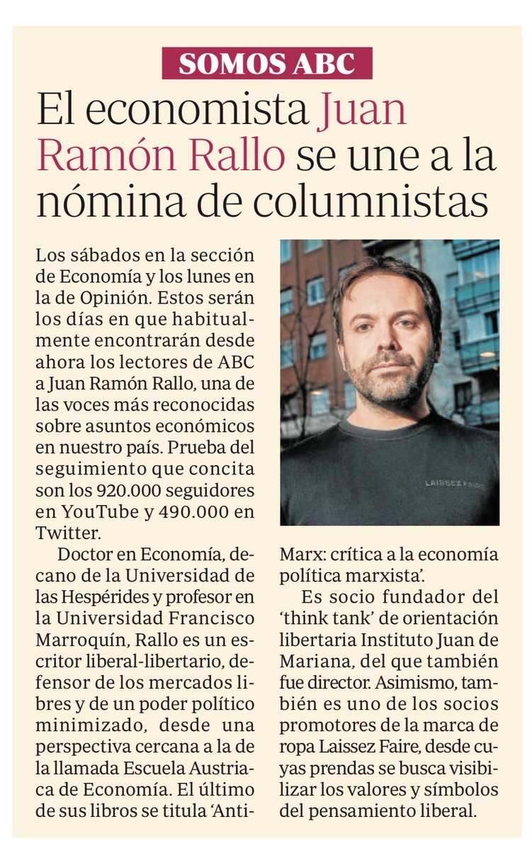 Ya se puede contar. Desde este lunes, escribiré dos veces a la semana en <a href="/abc_es/">ABC.es</a>. Muchas gracias por la confianza depositada. Y, desde luego, también muchas gracias a <a href="/larazon_es/">La Razón</a>, con la que he colaborado durante más de una década desde la más absoluta autonomía.