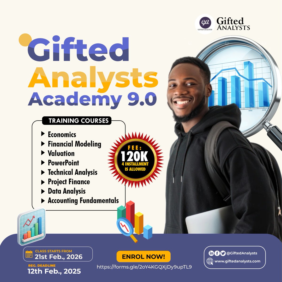 GiftedAnalysts's tweet photo. Many thanks to our Anonymous donor, we now have two more scholarship slots to join the GA Academy 9.0. Kindly reply this post with reasons/why you will love to attend the Academy. We will choose two candidates with the most compelling reason.

Meanwhile, if you are yet to register for the Academy, kindly do so here: https://t.co/76dF7DDMtw