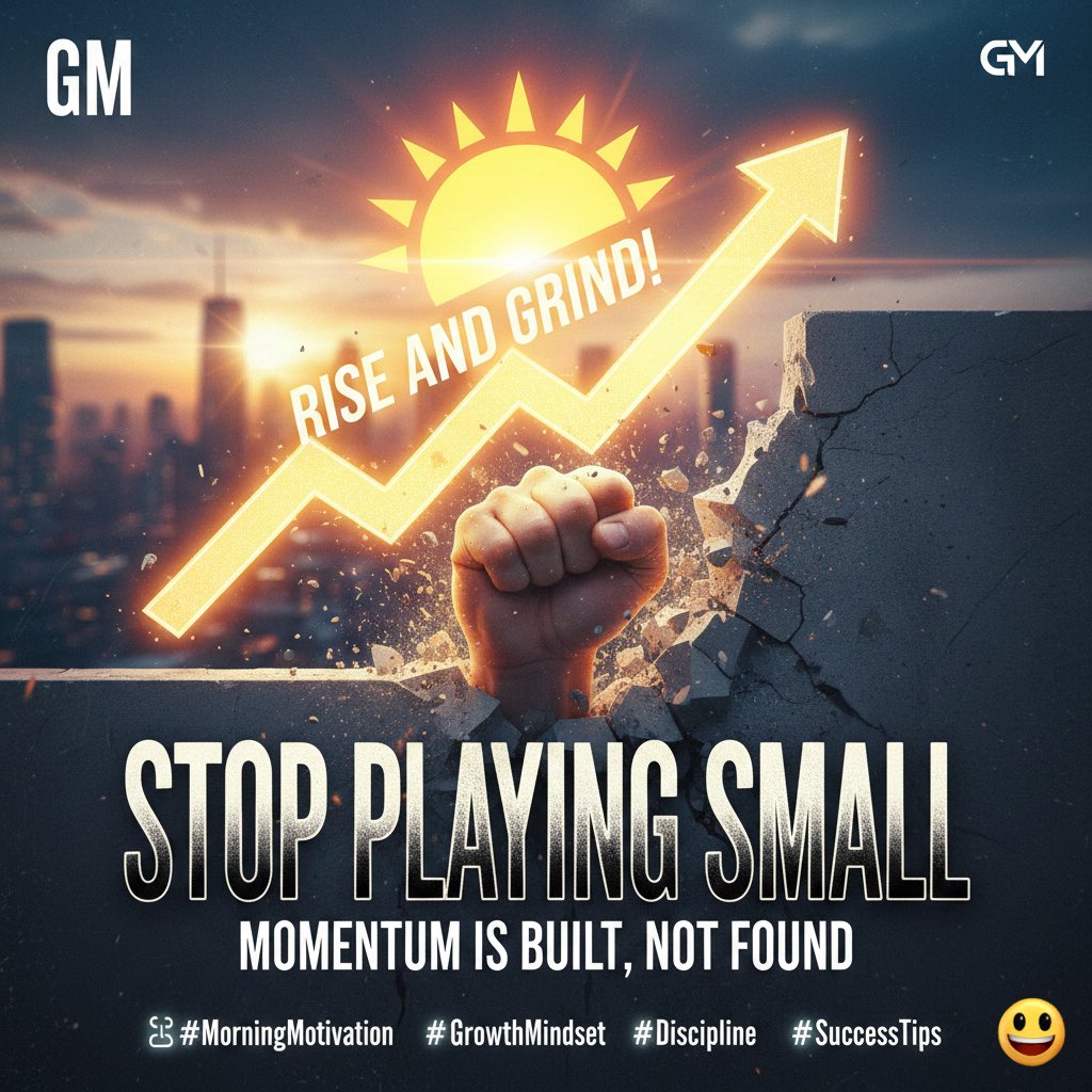 GM 🌗

Stop waiting for the "perfect time."
The perfect time is a myth created by your comfort zone to keep you stationary. Success doesn't go to the smartest or the luckiest it goes to the relentless.

Your morning checklist:
1. Kill the excuses.
2. Focus on the work, not the