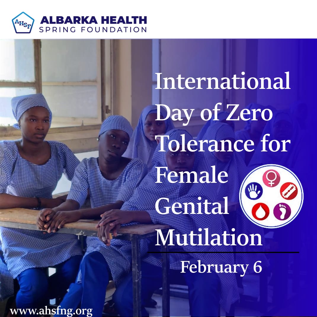 AlbarkaHealth's tweet photo. On the International Day of Zero Tolerance for Female Genital Mutilation, Albarka Health Spring Foundation reaffirms its commitment to ending harmful practices and promoting the rights and wellbeing of girls and women. Together, we can end FGM.

#EndFGM
#UNHCR #UNICEF #UNFPA https://t.co/nOgGpe0C0h
