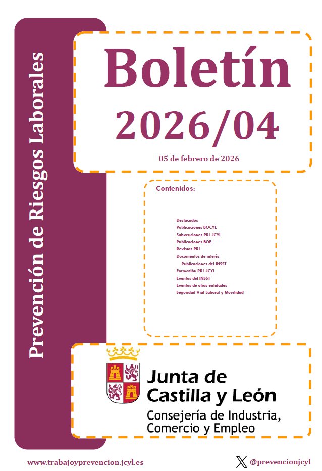 prevencionjcyl's tweet photo. En nuestro boletín, 2026/04 del 05 de FEBRERO , puedes encontrar noticias sobre:  Hig. Industrial, Formación en PRL en CyL, Noticias PRL, subvenciones PRL, ...

Consejería de Industria, Comercio y Empleo
¡¡A qué esperas!!🔽 📗
https://t.co/EH6MNPuOsS https://t.co/ryipMtiwo4