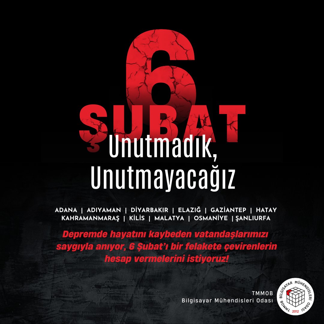 Depremde hayatını kaybeden vatandaşlarımızı saygıyla anıyor, 6 Şubat’ı bir felakete çevirenlerin hesap vermelerini istiyoruz!
l24.im/7bp8zsu