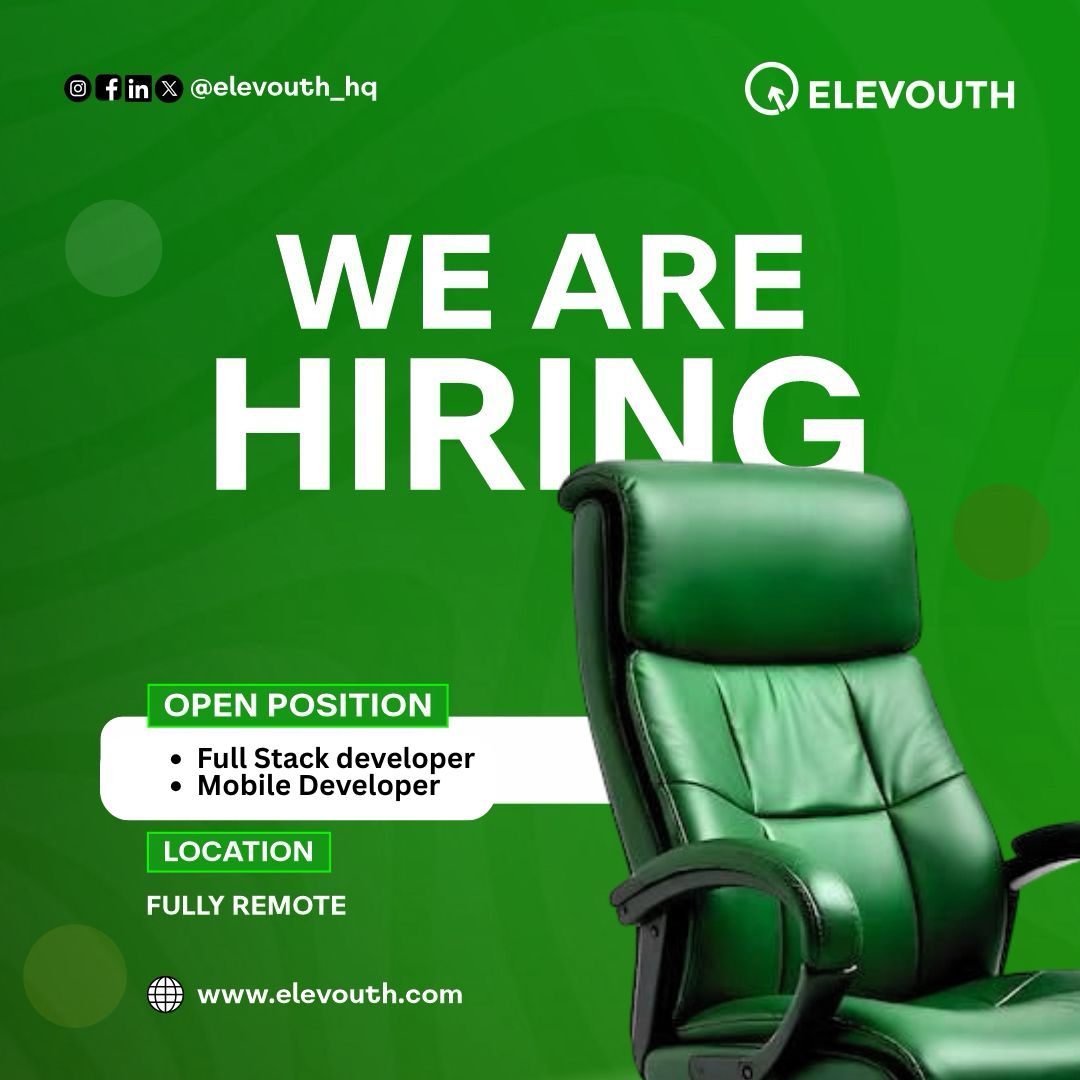 We are currently recruiting for the role of a Full Stack Developer &amp; Mobile App Developer. 

📍 Location: Fully Remote
💼 Roles: Full Stack Developer/
Mobile App Developer

Kindly click the link below to submit your application: forms.gle/NFH19TtEMkZpZv…

#Hiring
#Developers