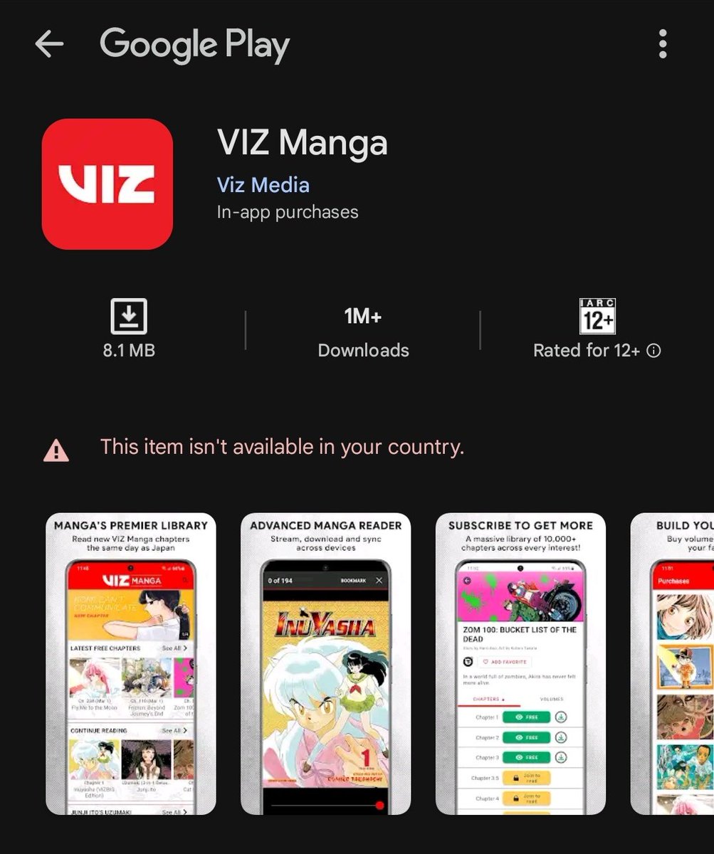 anielf_'s tweet image. So you're against piracy, and yet, you won't let me install the app?! 😆😅 @VIZMedia

While Manga Plus doesn't have a login system and I couldn't sync it to another device. 🫨