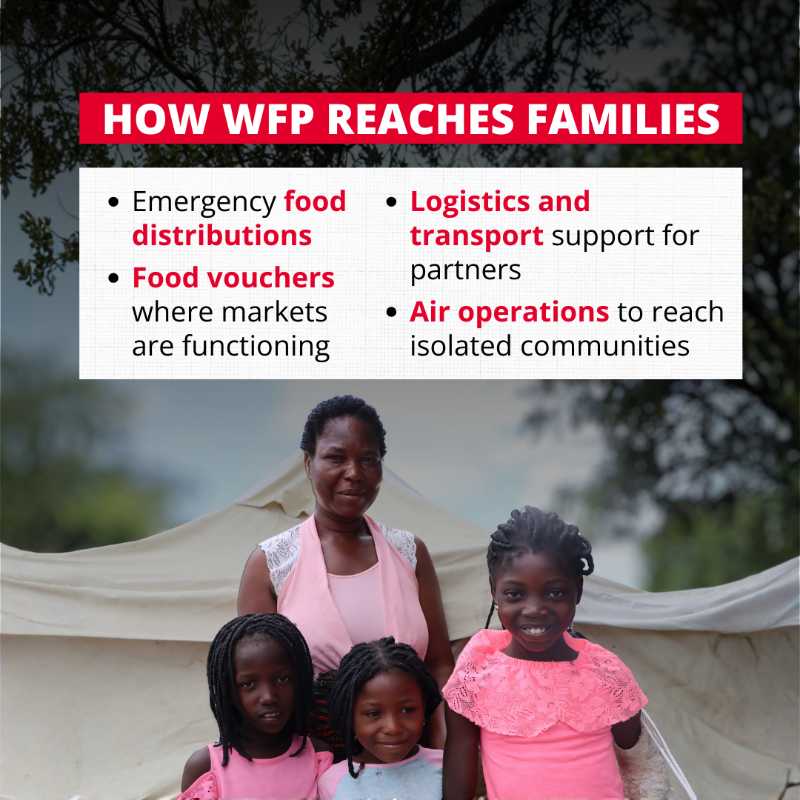 WFP's tweet photo. 🔴 WFP is on the ground delivering critical food assistance to families affected by devastating floods in #Mozambique.

Swipe to learn more about what’s happening and how you can help 👉