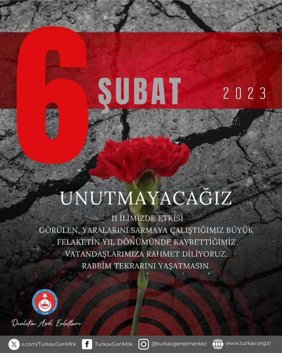 2023 Şubat'ında yaşadığımız, 11 ilimizde etkisi görülen, yaralarını sarmaya çalıştığımız büyük felaketin yıl dönümünde kaybettiğimiz vatandaşlarımıza rahmet diliyoruz. 
Rabbim tekrarını yaşatmasın.