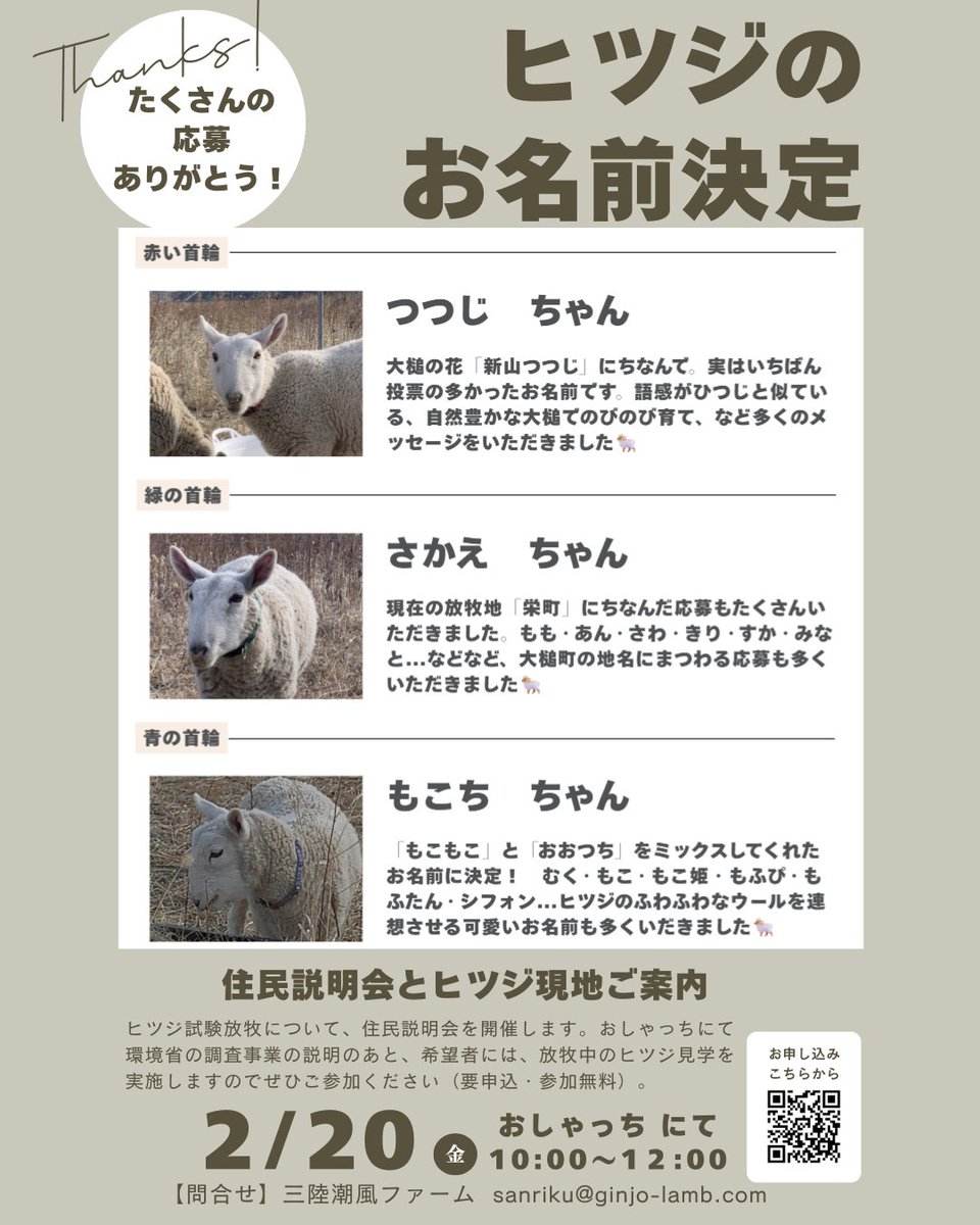 ほんとだ！ ヒツジのお名前につつじちゃんってついてる🐑 かわいい え