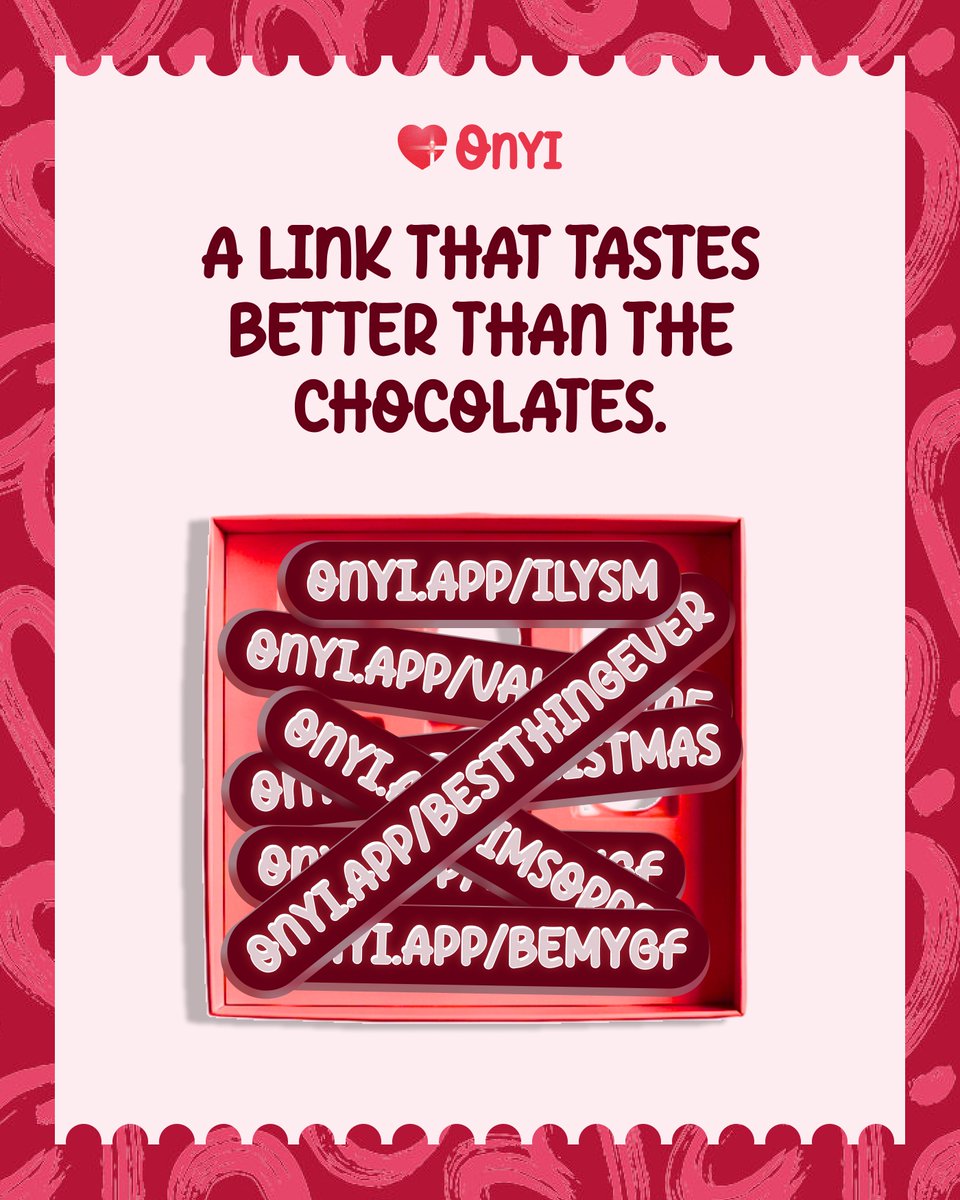 onyiapp's tweet photo. Chocolates are a snack. An Onyi link is a core memory. One of these is gone in ten minutes; the other is in their Vault forever. Choose wisely. 🔗🍬

#ValentinesDay #Valentine #Onyi #forEver https://t.co/7rfWwK7Kw4