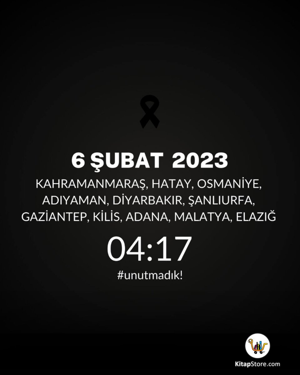 kitapstorecom's tweet image. 6 Şubat Depremi’nde hayatını kaybedenleri saygıyla anıyoruz.

Unutmadık, unutmayacağız!