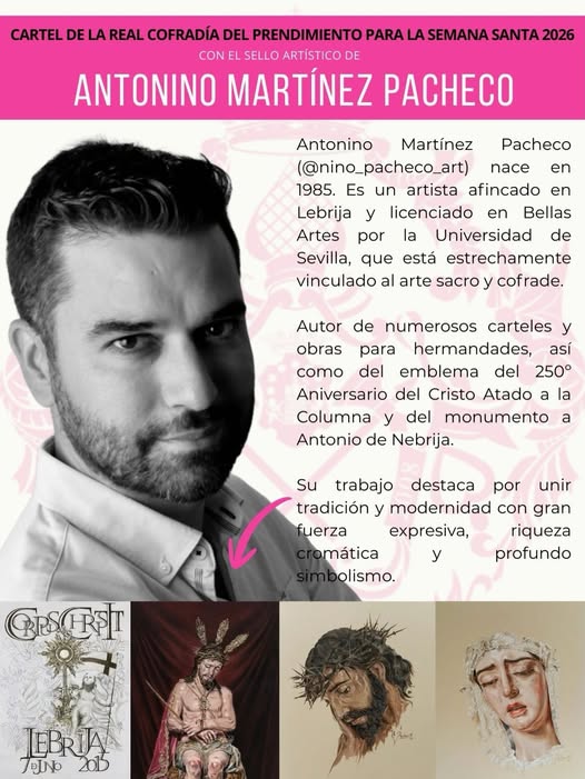 📷 | Antonino Martínez Pacheco será el autor del cartel de la Real Cofradía del Prendimiento de Hellín 2026
La Real Cofradía del Prendimiento de Hellín ha designado al artista Antonino Martínez Pacheco como autor del cartel anunciador de la Semana Santa 2026.