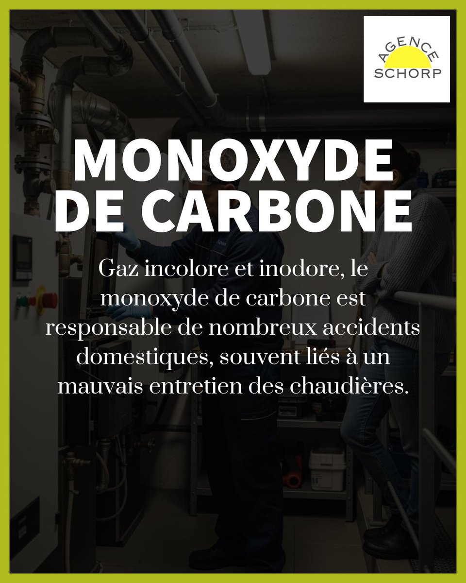 ImmoSchorp's tweet photo. Le monoxyde de carbone, un danger invisible dans nos foyers. Ce gaz incolore et inodore est responsable de nombreux accidents domestiques chaque année. 🔹 Voici ce que vous devez savoir pour protéger votre foyer : - Le monoxyde de carbone est souvent émis par des (1/3) https://t.co/wXxul2L58s