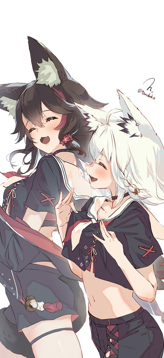 torokko's tweet image. フブミオ🌽🌲
朝投稿した絵の、少しだけ幸せが増した差分です☺️☺️
#絵フブキ #みおーん絵