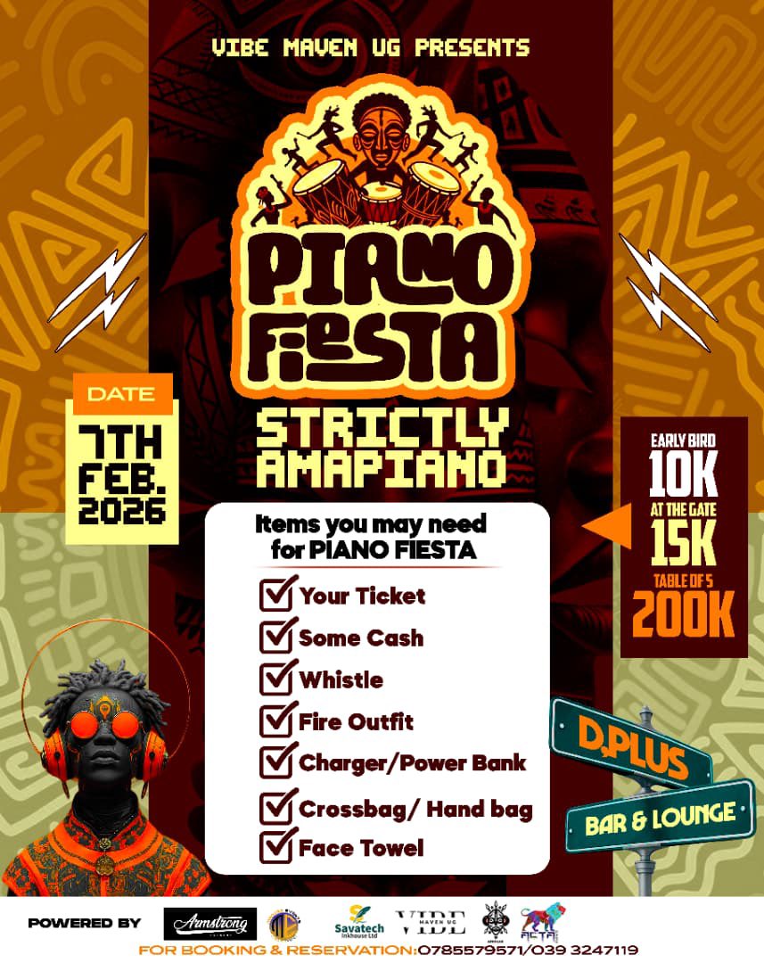 Gulu, Come and experience the ultimate AmaPiano extravaganza – Piano Festa, the first Road to Zulu tomorrow at D-plus lounge Gulu 😎

#PianoFiesta