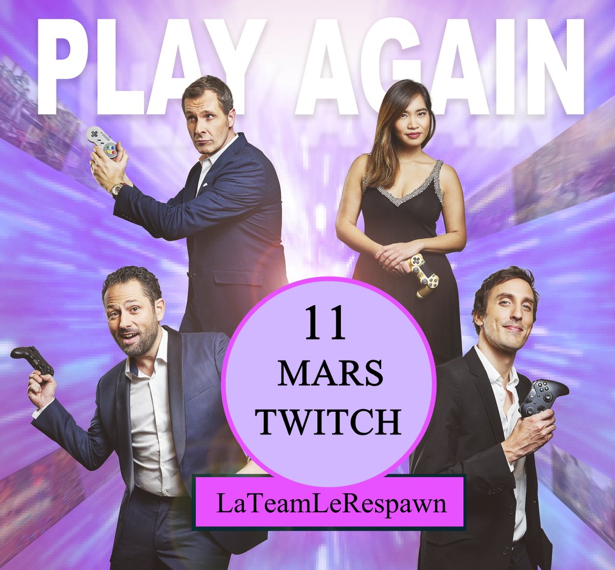 Ca y est ! On peut enfin vous l'annoncer officiellement la dream team se reforme ! 🥳
A partir du 11 Mars, "La Team" au grand complet débarque sur <a href="/TwitchFR/">Twitch FR</a>  chaque mercredi ! <a href="/JulienTellouck/">Julien Tellouck</a> , <a href="/Kayane/">Kayane</a> , <a href="/NormanGenius/">GEN1US</a> , <a href="/Shyvahna/">Shyvahna</a> , <a href="/AnhPhanFr/">Anh | #StopAsianHate</a> , <a href="/universdesora/">Sora 🌸</a>  , <a href="/Newtiteuf/">Julien Dashow / Newtiteuf</a> ,