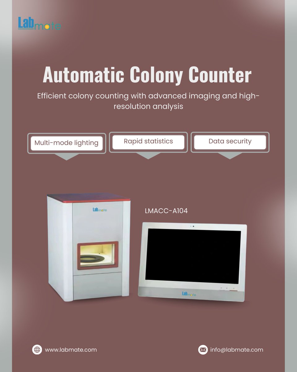 labmateINC's tweet image. Automatic Colony Counter LMACC-A104 utilizes advanced image recognition and multi-mode LED illumination for accurate colony counting across various media.

info@labmate.com

Learn More: labmate.com/automatic-colo…

#Labmate #ColonyCounter #ColonyCounting #MicrobiologyTools