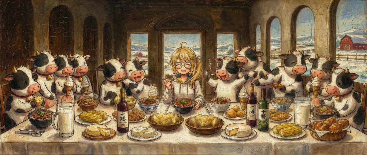 金曜の夜は、十勝の晩餐。

#AIart