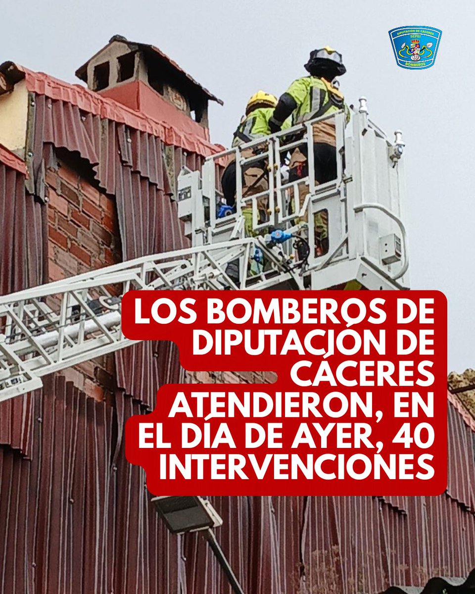 DiputacionCC's tweet photo. 🚒 Jornada intensa para el #SEPEI el jueves 5 de febrero: 40 avisos atendidos en localidades como Cáceres, Plasencia, Coria, Navalmoral de la Mata, Moraleja, Torrejoncillo, Trujillo y otras.
🌬️ Temporal con desprendimientos, caídas de árboles, inundaciones y rescates de animales https://t.co/PKSPwnhg0X