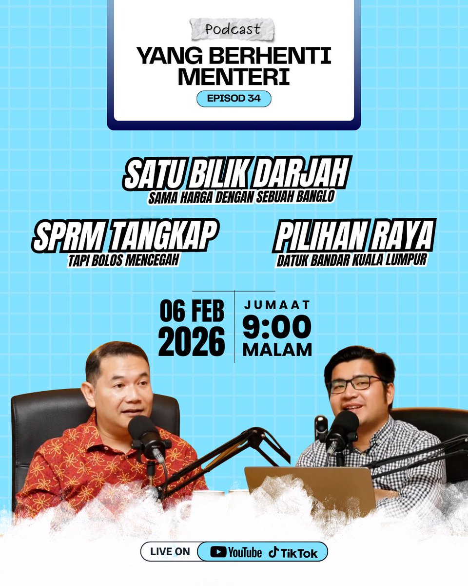 𝗣𝗢𝗗𝗖𝗔𝗦𝗧 𝗬𝗕𝗠 #𝟯𝟰:
𝗣𝗶𝗹𝗶𝗵𝗮𝗻𝗿𝗮𝘆𝗮 𝗗𝗮𝘁𝘂𝗸 𝗕𝗮𝗻𝗱𝗮𝗿 𝗞𝗟, 𝗞𝗼𝘀 𝗕𝗶𝗻𝗮 𝟭 𝗕𝗶𝗹𝗶𝗸 𝗗𝗮𝗿𝗷𝗮𝗵 &amp; 𝗧𝗮𝗽𝗶𝘀𝗮𝗻 𝗦𝗣𝗥𝗠

Malam ini, (𝟲 𝗙𝗲𝗯𝗿𝘂𝗮𝗿𝗶), 𝗷𝗮𝗺 𝟵 𝗺𝗮𝗹𝗮𝗺 di Podcast YBM, saya akan berkongsi satu strategi yang baik untuk PAS