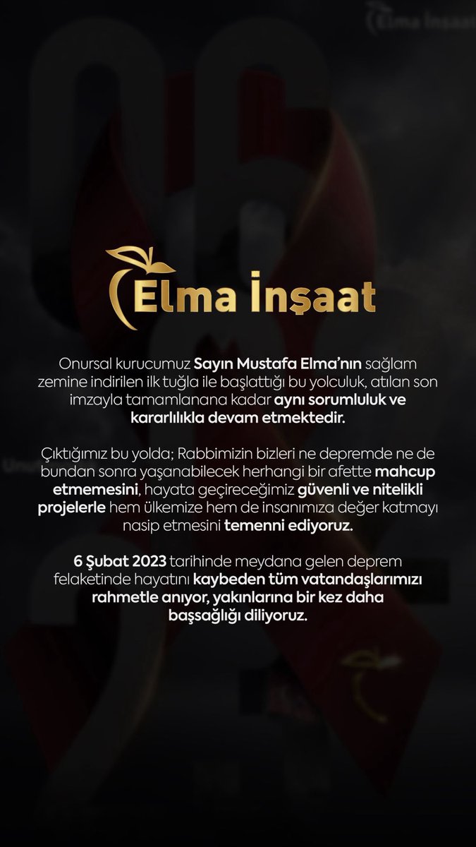 Unutmadık, unutturmayacağız…
Güvenli yapılar, sağlam yarınlar için aynı sorumlulukla çalışmaya devam ediyoruz.
#6Şubat #Deprem #Elmaİnşaat