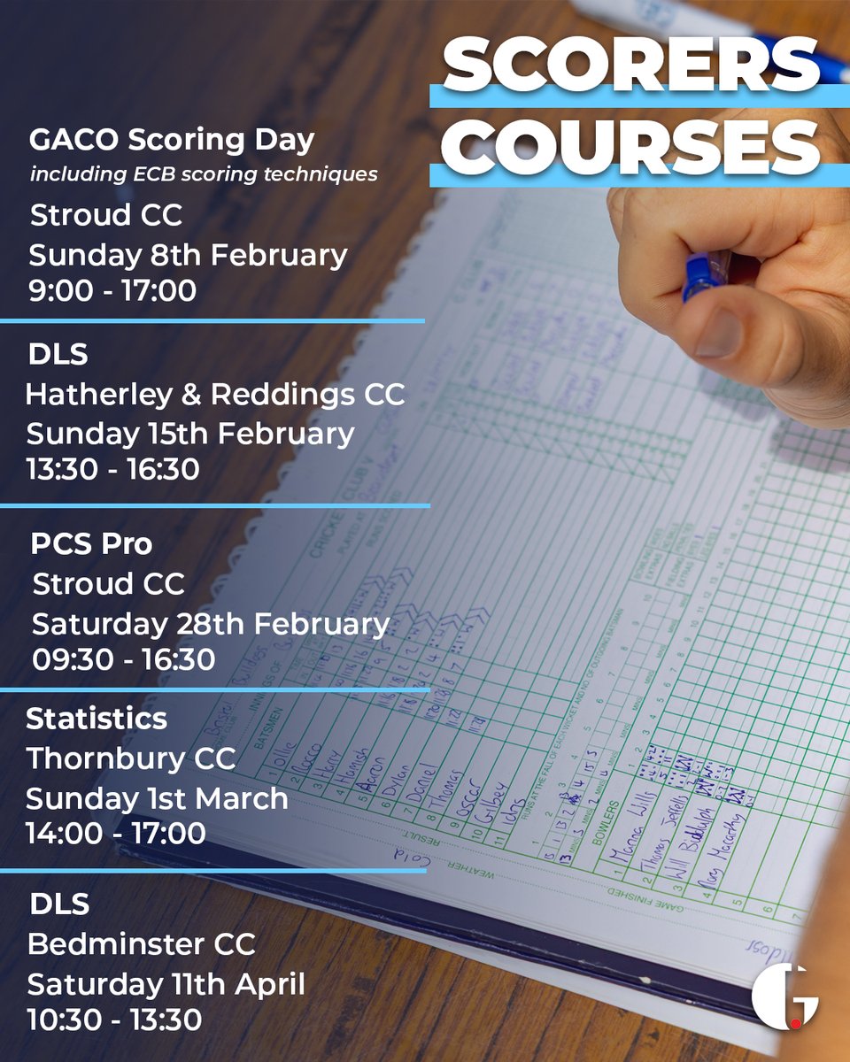 GlosCricketFdn's tweet image. Ever thought about becoming a scorer? Or want to improve your skills on the book? 📖 We have the courses to take your tallying to the next level 📈 Visit our website for more info 👉gloucestershirecricketfoundation.org/volunteers-cou…

#CricketForAll #scoring #cricketscoring