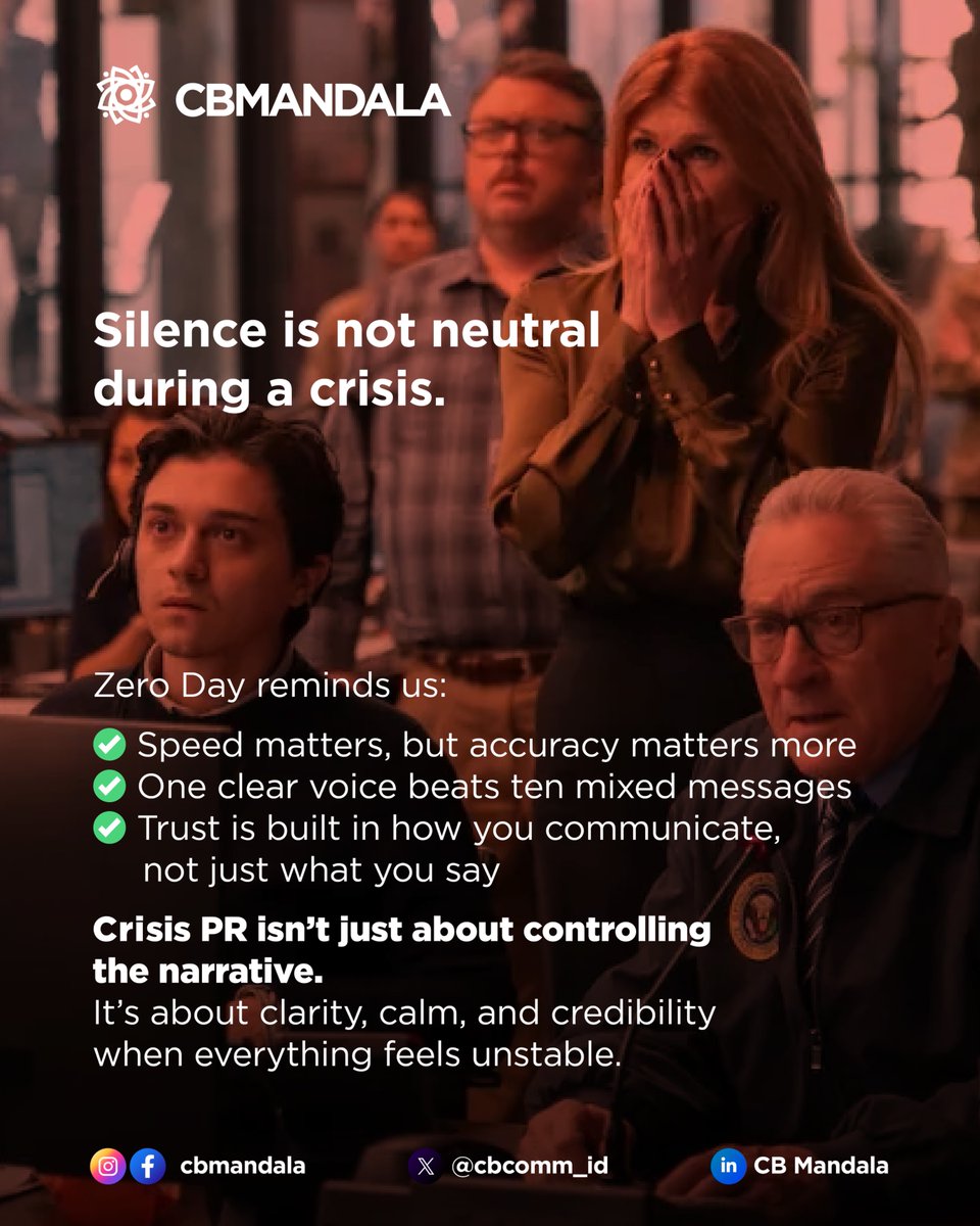 Zero Day proves one thing:
Silence is a decision.
And in a crisis, it’s usually the wrong one.
Thoughts?
#PRagency #CBMandala #LifeasPR #CBstories #PR #Crisis #MovieWisdom