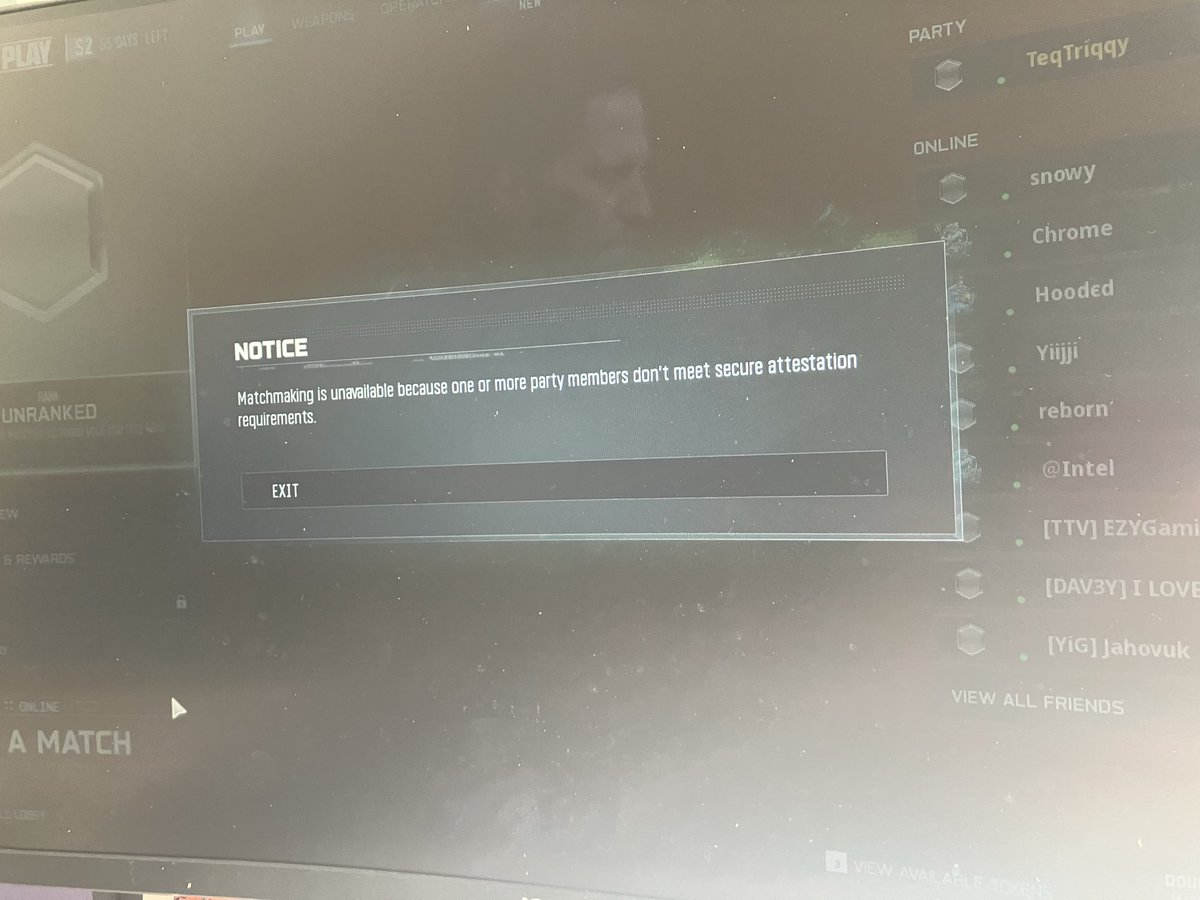TeqTriqqy's tweet photo. Legit stupid ass game have the latest bios tmp and secure boot are on ?? @ATVIAssist @Activision https://t.co/mdPuuIl7Vo