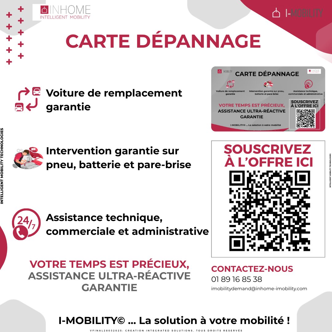 iMobility_IMT's tweet photo. 🚘 Pro en déplacement ? ne perdez plus de temps.
La Carte Dépannage I-MOBILITY vous assure un véhicule de remplacement rapide, des interventions techniques et une assistance 24/7 pour rester opérationnel.

I-MOBILITY, la solution à votre mobilité.
https://t.co/fGjFcqSXgX https://t.co/BqnUa0ty27