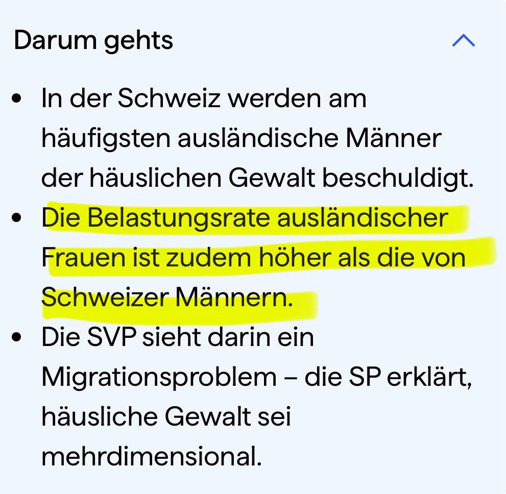 vivienne_huber's tweet photo. Ausländische Frauen sind häufiger Täterinnen als Schweizer Männer.
Damit ist das Narrativ, häusliche Gewalt sei ein reines Männerproblem, nicht nur angekratzt – es ist erledigt! https://t.co/XfJU7EnBUl
