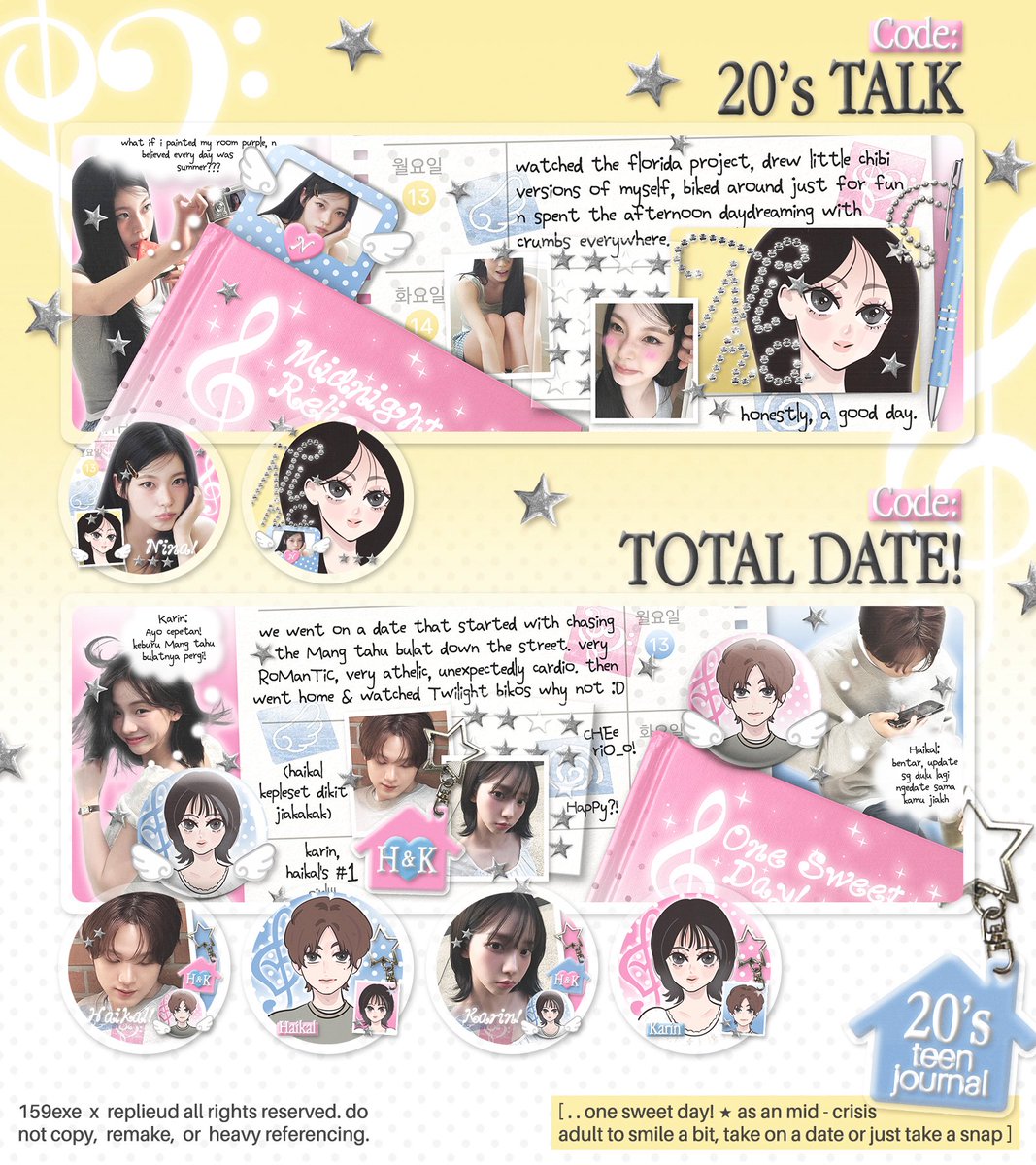 replieud's tweet image. ˙ᴗ˙ a repost would be very appreciated

hai, 20’s teen club is finally OPTIP! 💭🎼🩷. kami akan menerima 5 slot utk katalog 20's Talk &amp;amp; Total Date, serta 3 slot utk chibi commission mulai dari jam 17.00 WIB ya! sebelum titip, tolong baca TNC terlebih dahulu ⭐️🪽

#zonauang