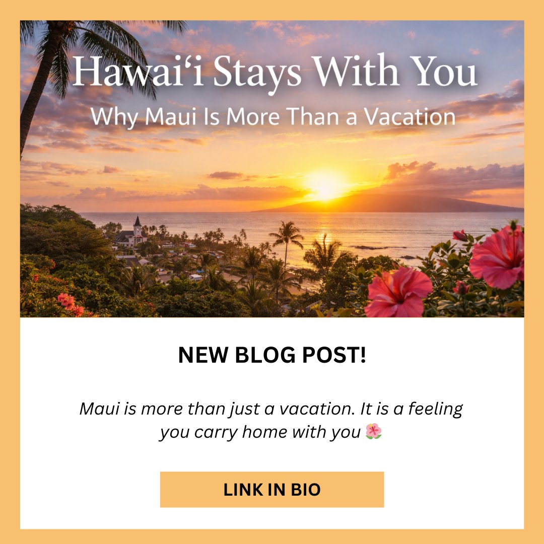 Maui is more than a vacation. It is a feeling that stays with you 🌺 From ocean breezes to unforgettable sunsets, the island has a way of touching your heart.

Read our latest blog and see why Maui stays with you. Visit Maui Vision Rentals to plan your stay 💙