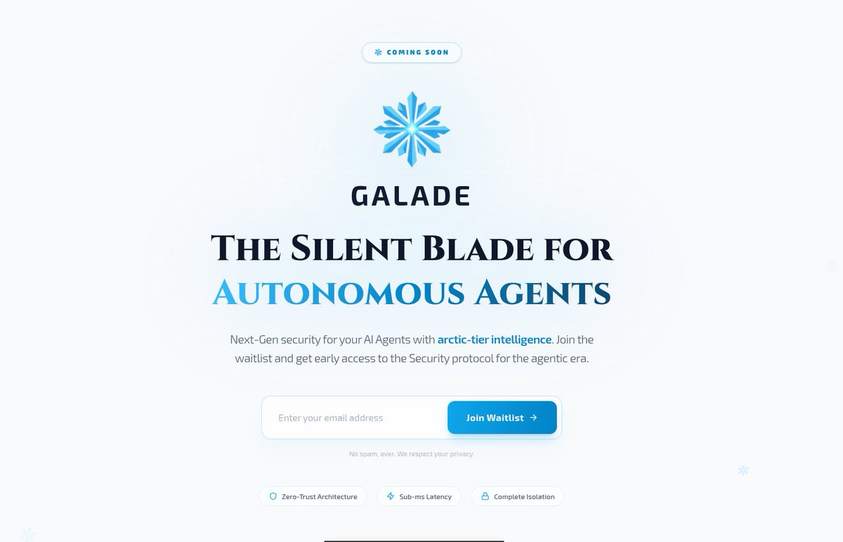 galade_hq's tweet image. Building the most powerful security intelligence layer for the AI Agents in public. 

The wait-list is on for the beta at galade.xyz.

Shipping at speeds, building in public🥶