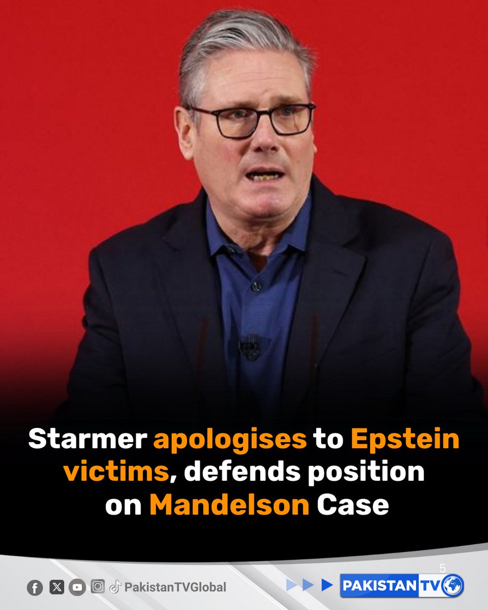 UK Labour leader Keir Starmer issued an apology to Epstein victims over his past handling of the Mandelson case, while maintaining a firm stance on his overall record.

#PakistanTV #PakistanTvglobal #KeirStarmer #EpsteinVictims #UKPolitics