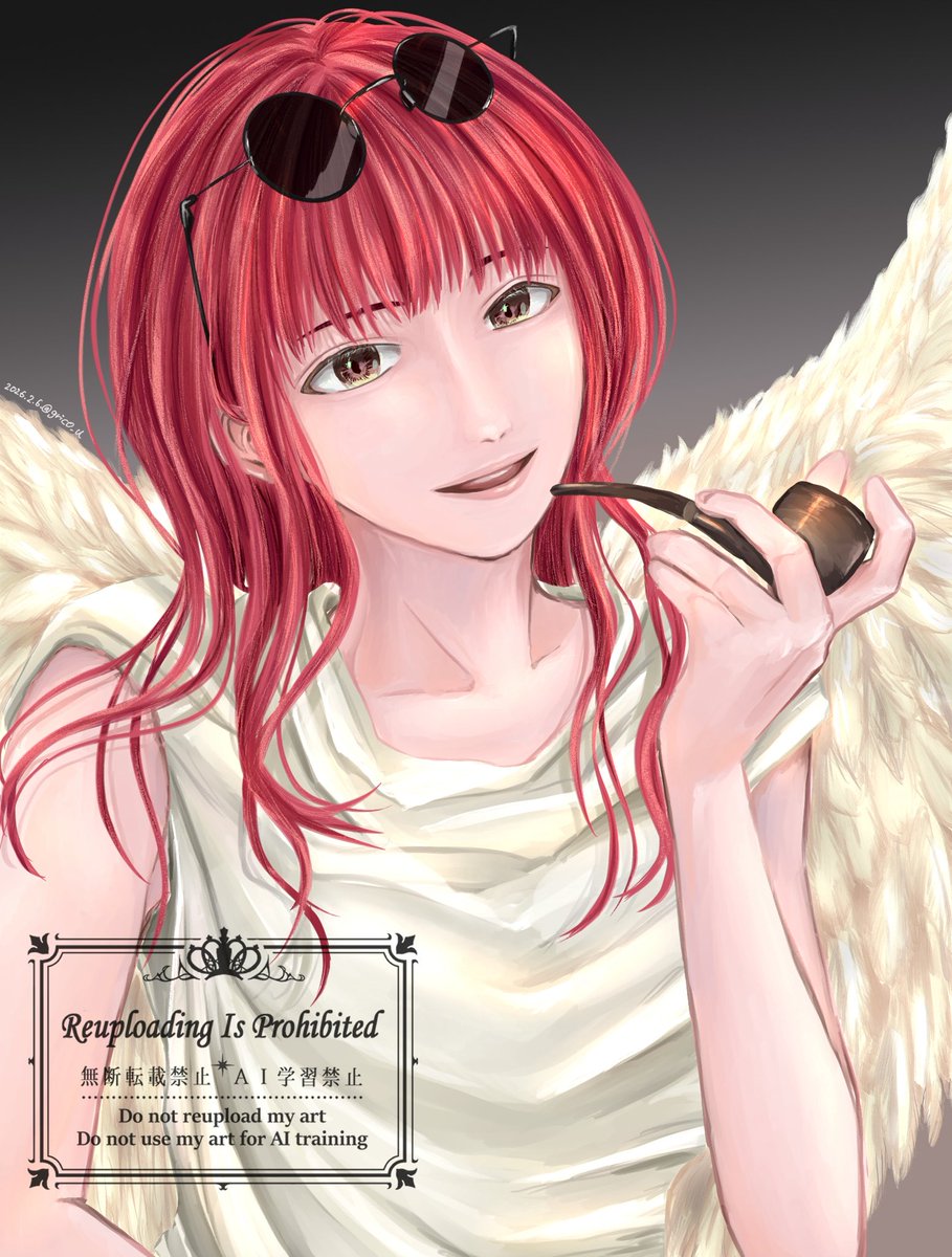 赤髪が素敵な天使さん☺️✨ パイプがカッコいい〜🤩