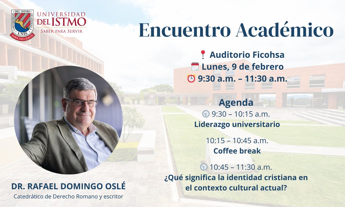 RafaelDomingoO1's tweet photo. Este encuentro en la Universidad del Istmo (@UNISgt ) en Guatemala promete ser muy interesante. Muchas gracias a los organizadores. @ICS_unav @unav @TelediarioGT https://t.co/XRK5UuYHWa