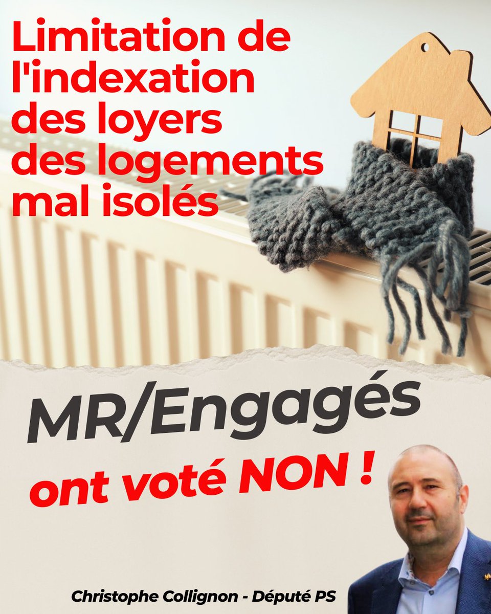 Explosion des loyers : +6,2% en 2025 en Wallonie contre 1.8 % en Flandre ! 🔥
 
Le PS proposait une règle juste et gagnant-gagnant : limiter l’indexation des loyers quand le logement est mal isolé. 
Pour :  
✅ protéger les locataires des passoires énergétiques
✅ soutenir les