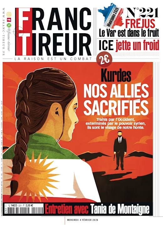 GJChevalier's tweet image. Parfaite « Une » de #FrancTireur : nous avons lâchement abandonné les Kurdes à nos mirages de reconstruction d'une #Syrie acceptable dans le concert des Nations, ce qu'elle ne sera pas avec un ex-jihadiste à sa tête.