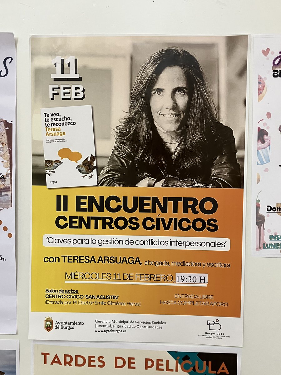 DeAzofar's tweet photo. ¡La prestigiosa abogada y escritora Teresa Arsuaga en Burgos! Conferencia sobre las claves en la resolución de conflictos personales. Miércoles 11 de febrero https://t.co/jbb7UrEN17
