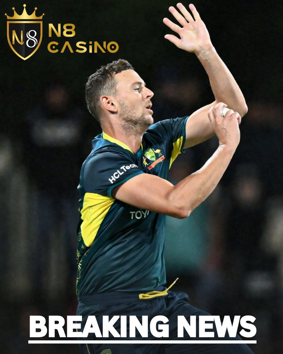 PlaySlots45's tweet photo. π¨ MASSIVE BLOW FOR AUSTRALIA π¦πΊπ
Josh Hazlewood ruled out of the #T20WorldCup2026 β experience and firepower missing when it matters most. ππ₯
#CricketNews #TeamAus #BreakingNews https://t.co/ExGoHBSjDh