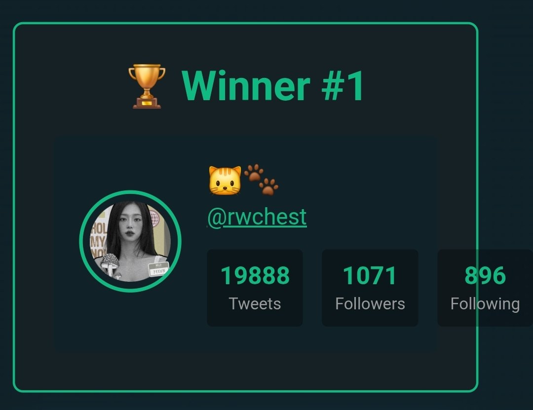 Winner: <a href="/rwchest/">🐱🐾</a>

Untuk pemenang, segera DM aku untuk klaim hadiahmu ya, batasnya 1×24 jam. Jika melewati itu akan aku undi ulang, terima kasih untuk partisipasinya, semuanya! (#^○^#)