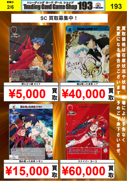 ビルディバイドブライト 買取更新 燃え立つ魂 カミナ ¥5,000 掴み取っ