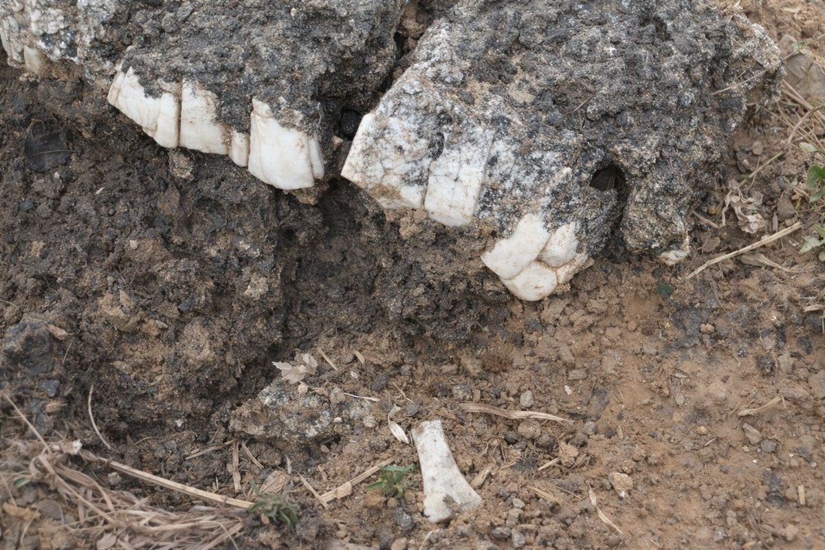 pwnkewat's tweet photo. Suspected fossilized remains (teeth and bones) observed embedded in rock on a hillside in Sidhi district, Madhya Pradesh.
Preliminary observations suggest a large ancient herbivore. Expert geological verification needed.
#Fossils #Geology  @GeologyIndia @ASIGoI #GSI #पुरातत्व https://t.co/k58smLhnRc