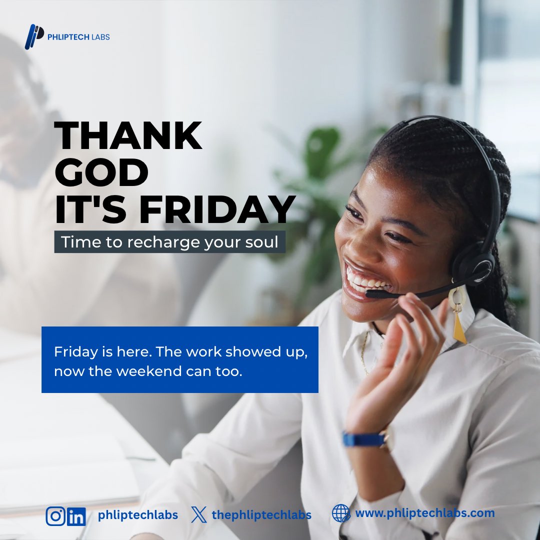 TGIF!!!
 
You showed up, pushed through, and made progress

Take the weekend to recharge, reflect, and reset.

Next week, we go again. Bigger. Better. Focused.

#TGIF #FridayFeeling #WeekendVibes #phliptechlabs
