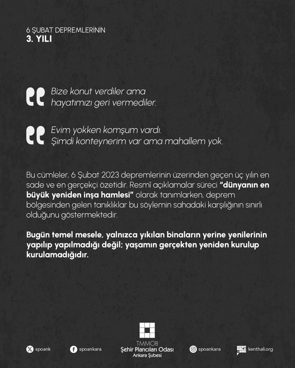 TMMOB Şehir Plancıları Odası Ankara Şubesi tweet media