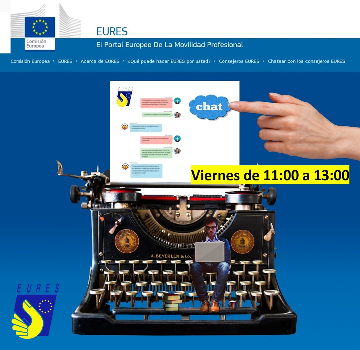 ¿Vas a trabajar 👨‍🏭o estudiar 🧑‍🎓 en la #UE 🇪🇺 ? 

🗣️ Pregúntale tus dudas a los consejeros en el chat de <a href="/EuresSpain/">EURES España</a> cada viernes de 1⃣1⃣ a 1⃣3⃣ h

👉 n9.cl/78f77