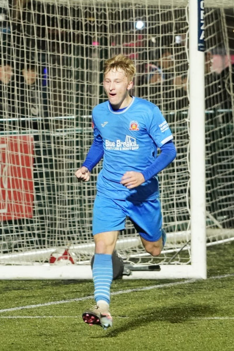 lichfieldcityfc's tweet photo. The smile says it all…… Charlie Footes’ first goal for the club capped off an outstanding performance midweek, more of the same tomorrow please Charlie ⚽️💙 https://t.co/qsCJivEAtu