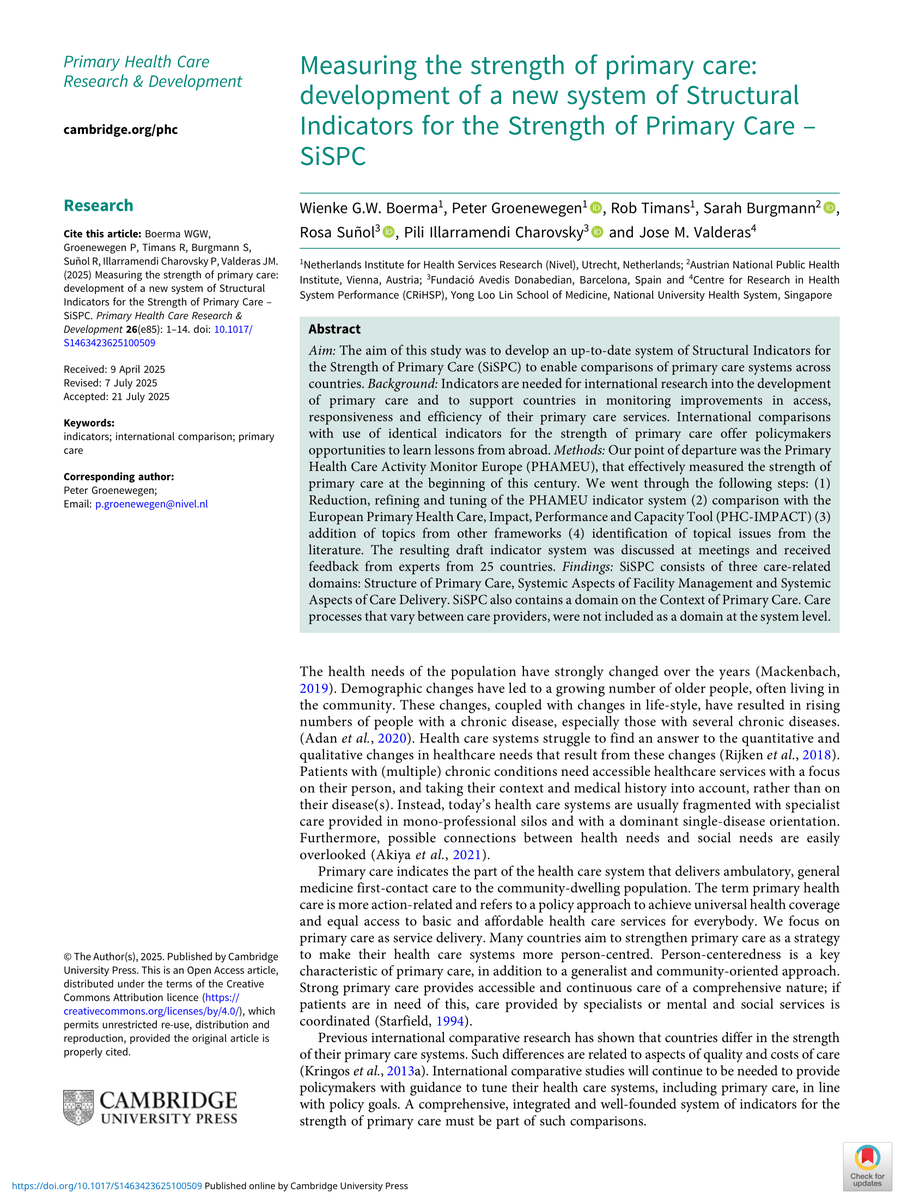 famednusg's tweet photo. 📊What makes a strong primary care system? And how can we measure it meaningfully?

Prof @josemvalderas and an international team introduce #SiSPC — a new system to assess primary care strength across contexts.

🔗https://t.co/wH71zgpvB1

#DFMResearch #NUSFamMed #HealthIndicators https://t.co/Ck94QTPXpF