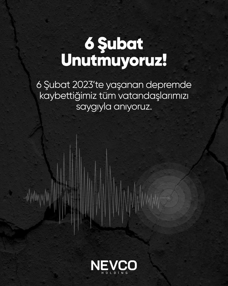 nevcoholding's tweet photo. 6 Şubat 2023’te yaşanan depremde hayatını kaybeden tüm vatandaşlarımızı saygı ve rahmetle anıyoruz. 

Unutmadık.

#nevcoholding https://t.co/2hUANzq6uM